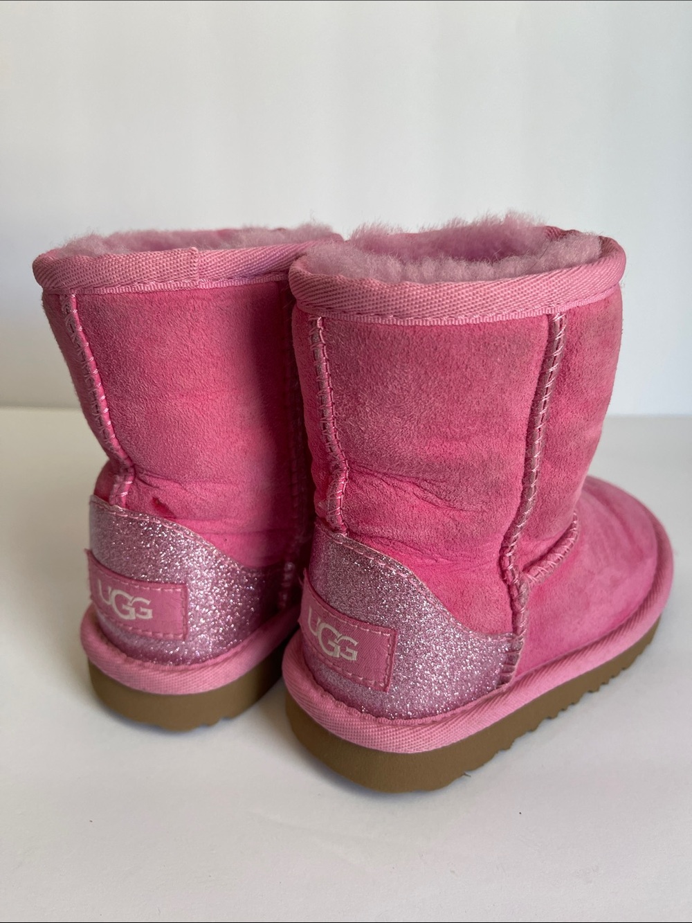 UGG pink suede glitter Sherpa boots 10